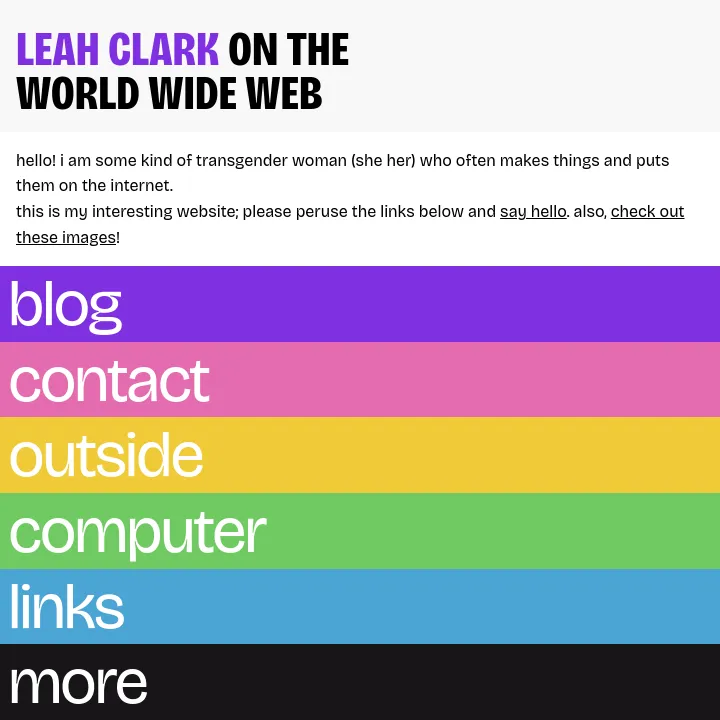 a screenshot of leah's webpage