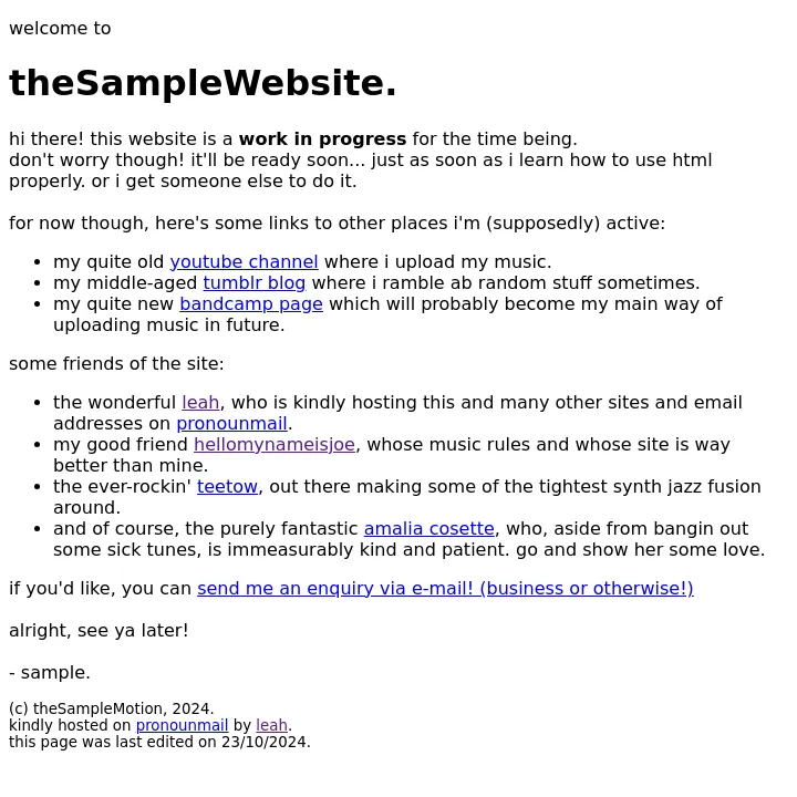 a screenshot of thesamplemotion's webpage